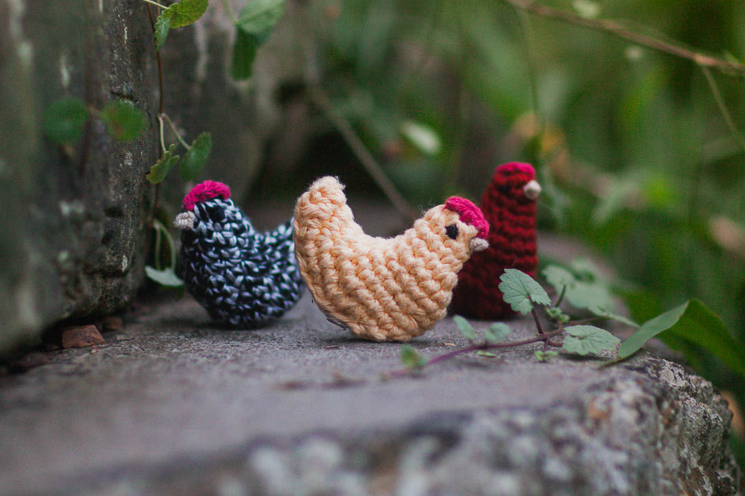 Another pattern from Lautercreek crochet patterns: 3 chickens nestled in the ivy, 