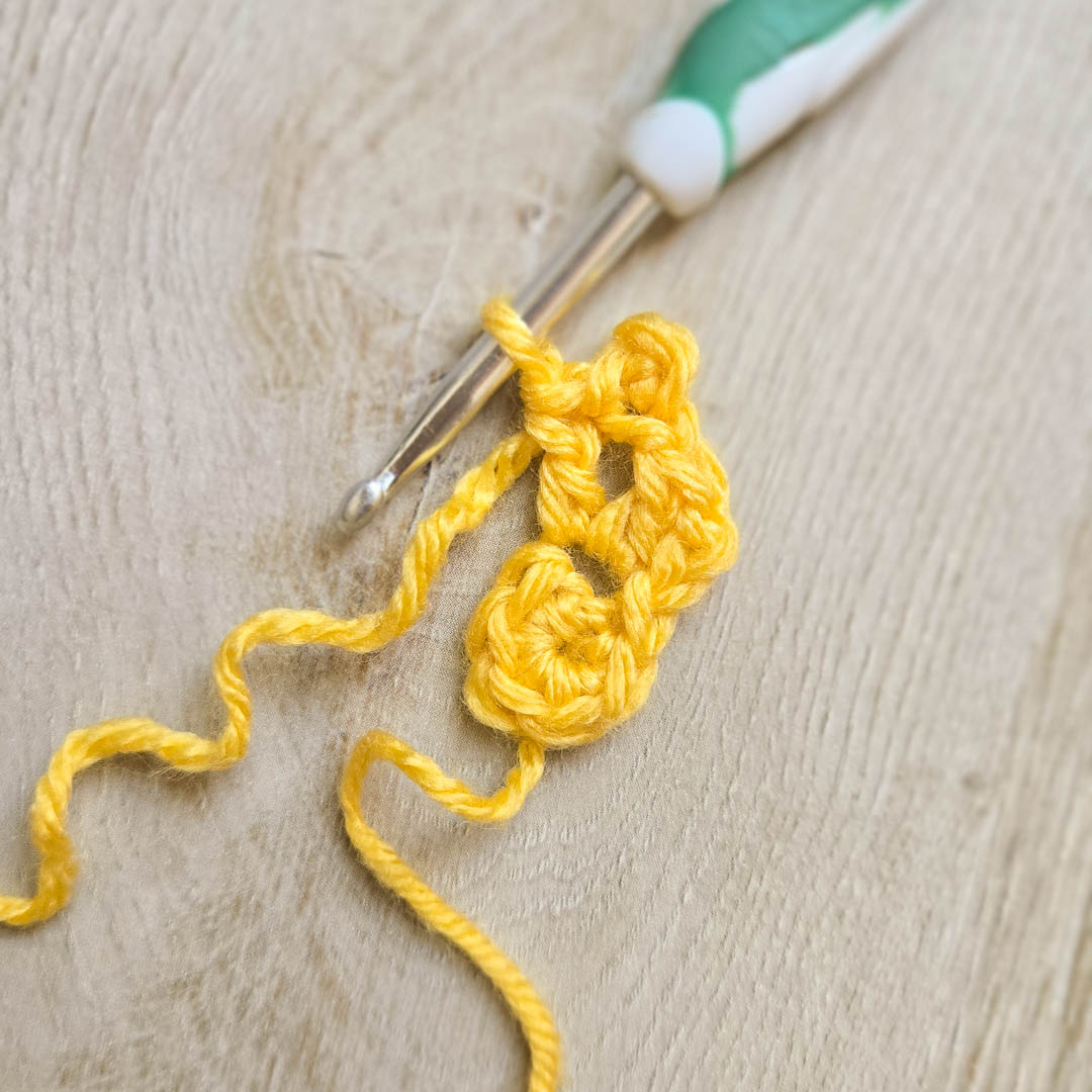 Almost done with the first petal on the daffodil crochet pattern