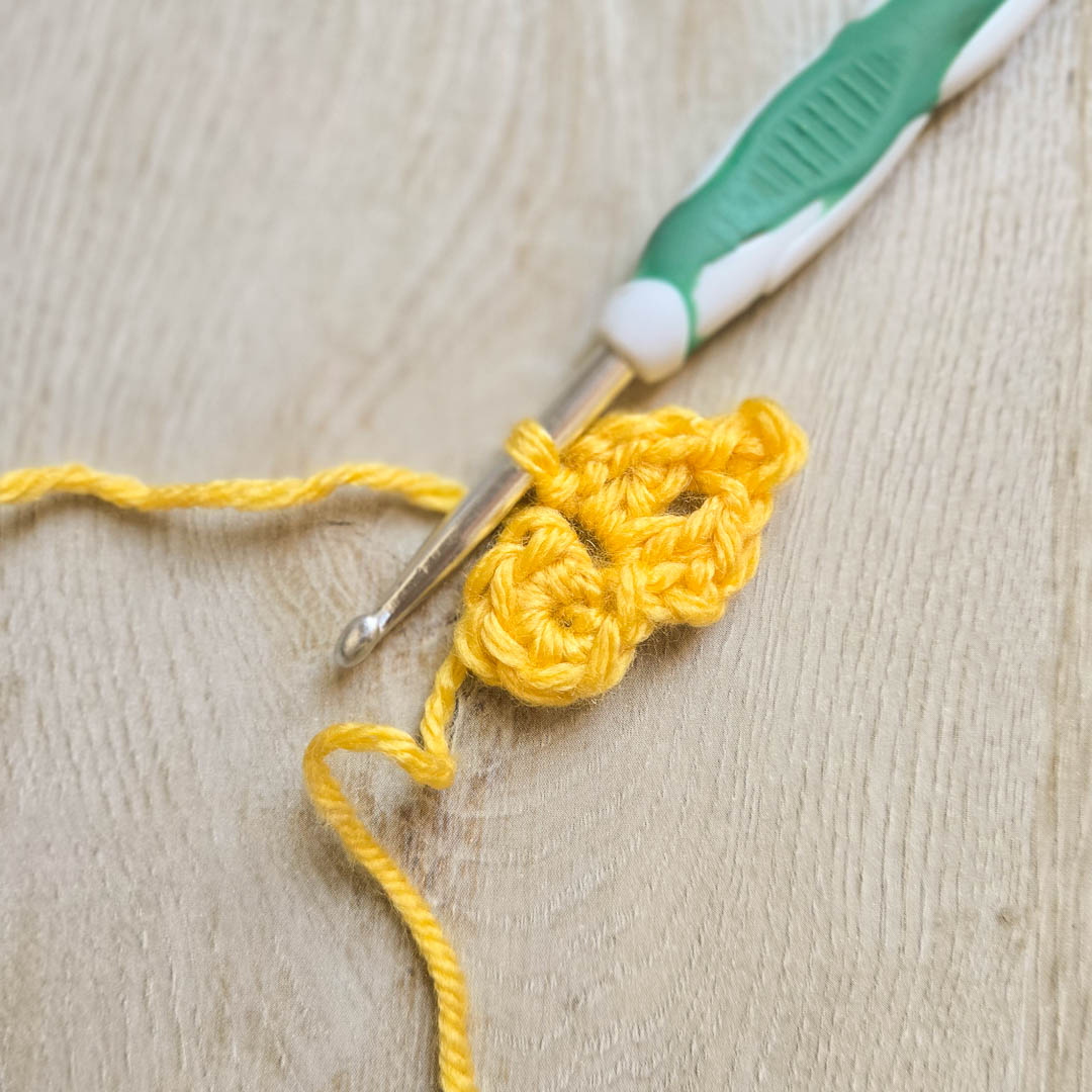 The first petal on the crochet daffodil finished!